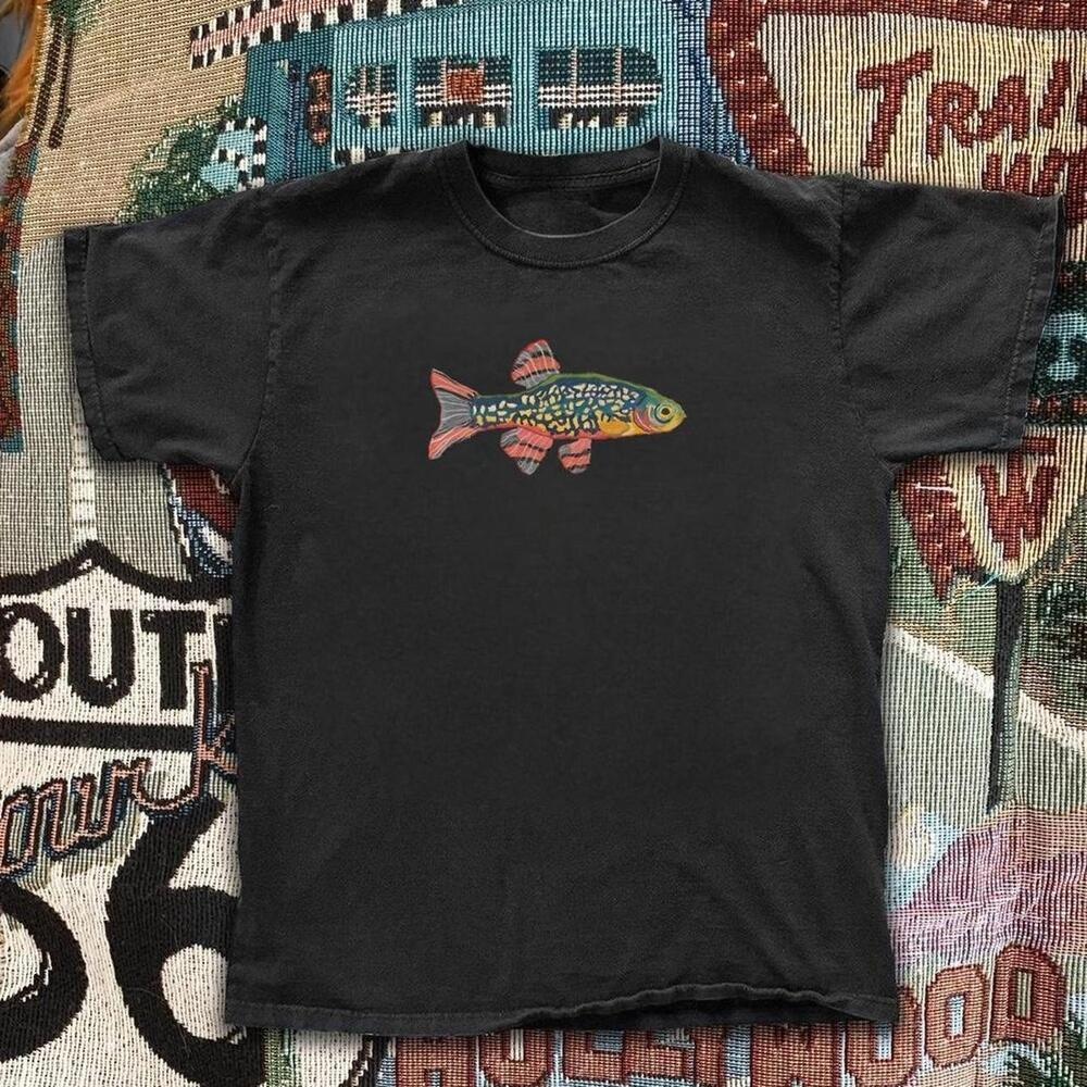 Black Fish Graphic Tee With Colorful Design